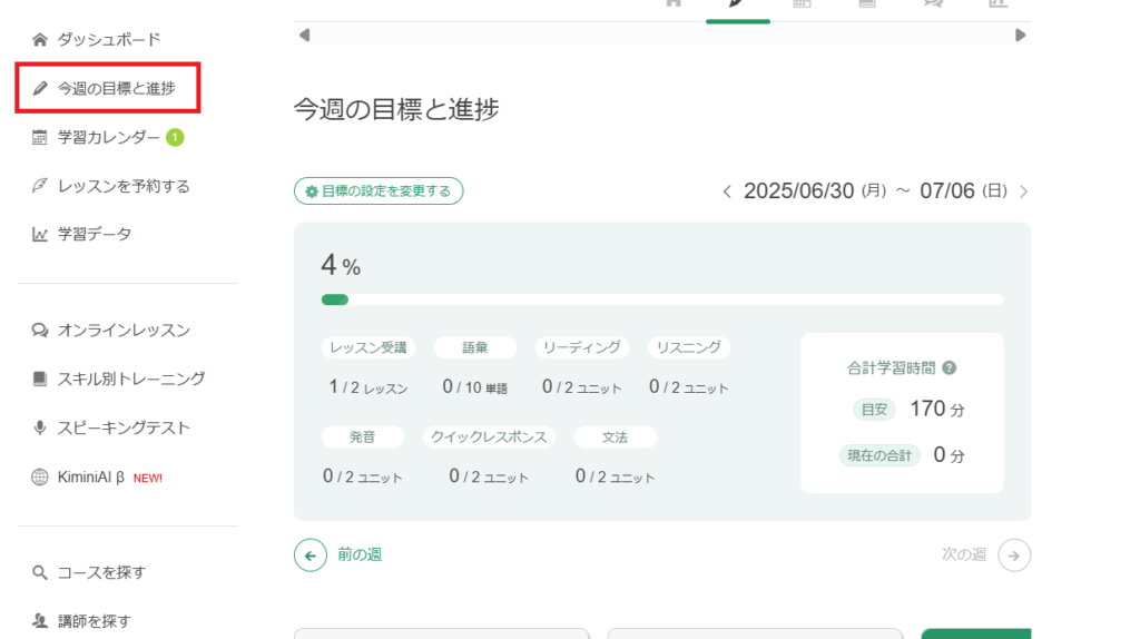 進捗状況を管理する画面。