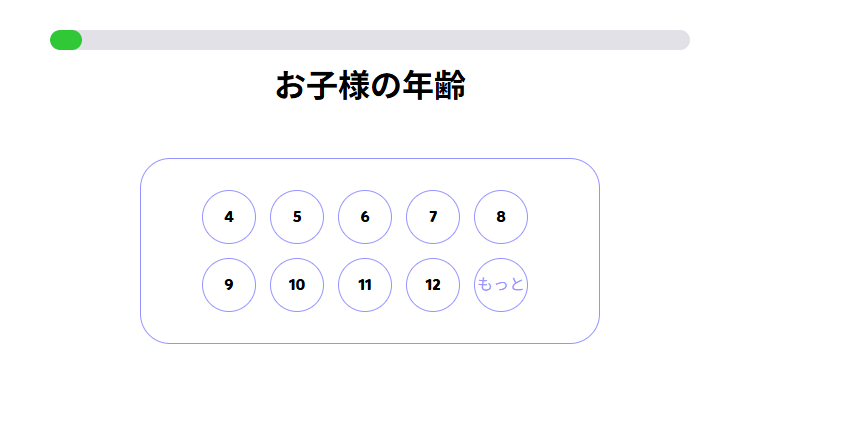 お子様の年齢など入力